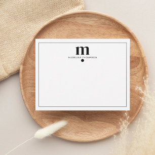 Cartão De Notas Tipografia de Monograma Clássico Negra Moderno Pon