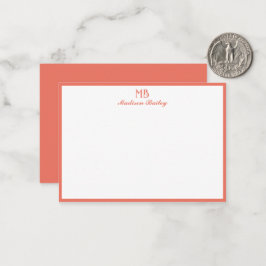 Cartão De Notas Tipografia Decorativa com Monograma | Coral