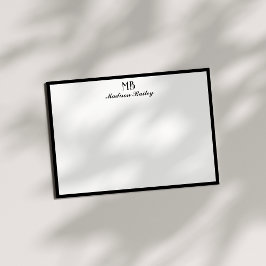 Cartão De Notas Tipografia Decorativa com Monograma | Preto e Bran