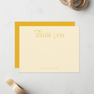 Cartão De Notas Tipografia Elegante com Redemoinho Amarelo Casamen