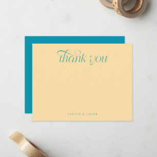 Cartão De Notas Tipografia Elegante com Redemoinho Casamento Azul