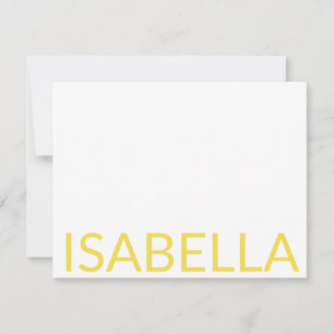 Cartão De Notas Tipografia Moderna Nome Amarelo Personalizado 