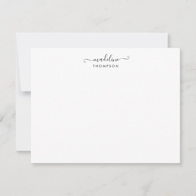 Cartão De Notas Tipografia Negra Elegante Girly Script (Frente)