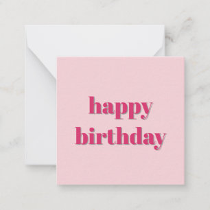 Cartão De Notas Tipografia Retro Rosa Aniversário Feliz Moderna