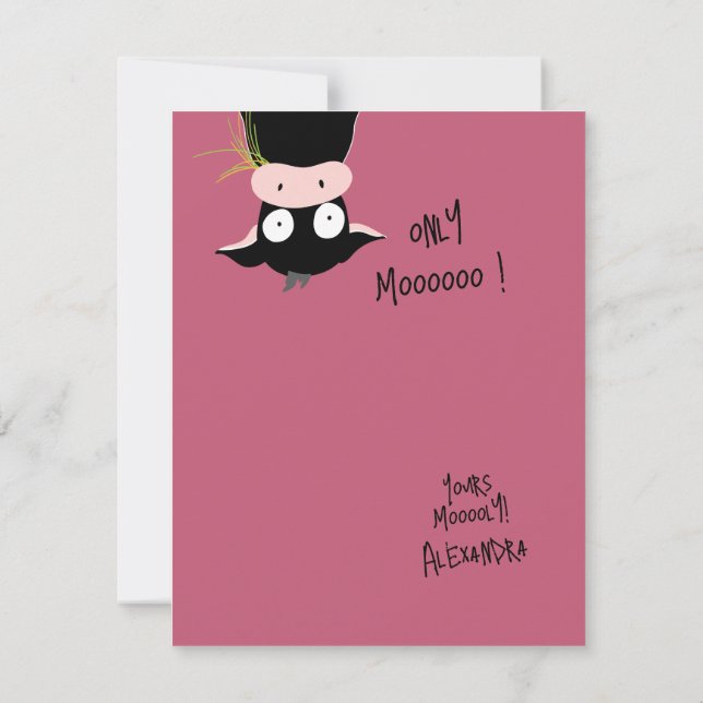 Cartão De Notas Título engraçado e fofo de vaca “Only Moooooo” pun (Verso)