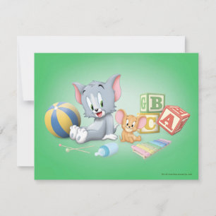 Cartão De Notas Tom e Jerry Bebês Brincando Com Brinquedos
