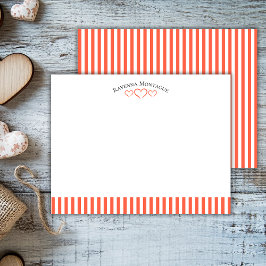 Cartão De Notas Tomato Modern Open Hearts Striped Note Card