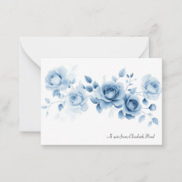Cartão De Notas Tons de Rosas Azuis Design Floral Vintage