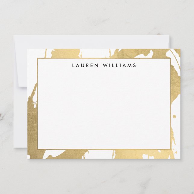 Cartão De Notas Traços Dourados abstrato Faux na Placa de Nota Bra (Frente)