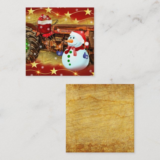 Cartão De Notas Trator Vermelho Antigo de Natal (Frente/Verso)