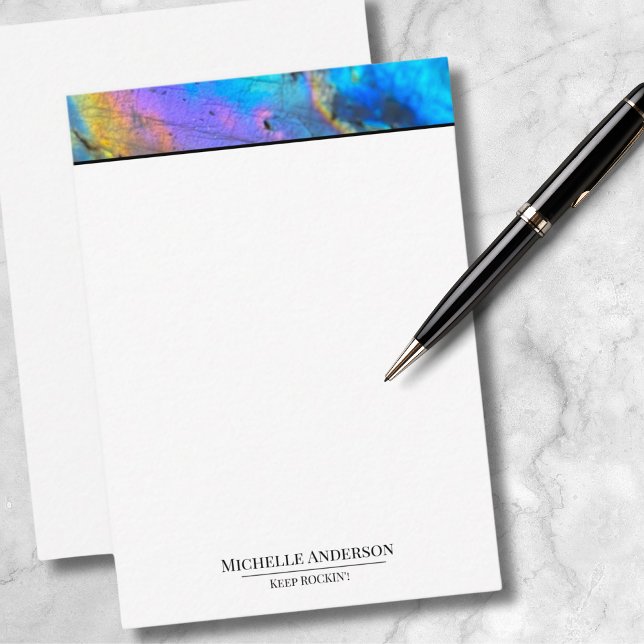 Cartão De Notas Trendy Colorful Marble Stone Personalizado (Trendy Colorful Crystal Stone Modern Note Card)