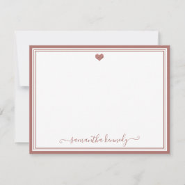 Cartão De Notas Trendy Girly Chic Rosa Dourado Heart Name