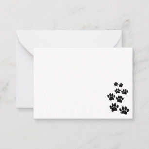 Cartão De Notas Trilha de Pata de Animal de Desenho Preto Fofo