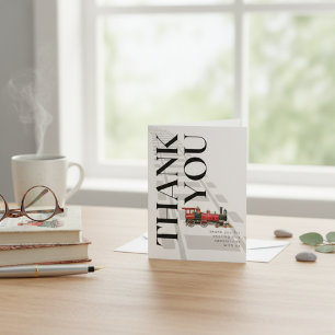 Cartão De Notas Trilhos do trem Vermelho Obrigado Dia Especial