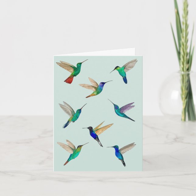Cartão De Notas Tropical Hummingbirds Card for all occasions (Frente)