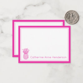 Cartão De Notas Tropical Préppy Abacaxi Personalizado Rosa