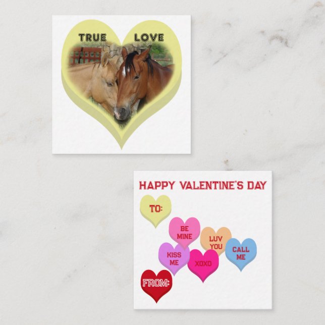 Cartão De Notas True Love Horses Conversation Hearts Valentine's (Frente/Verso)
