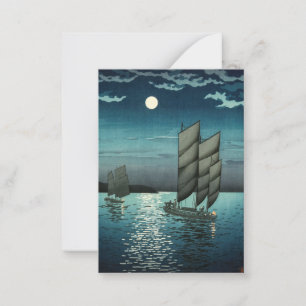 Cartão De Notas Tsuchiya Koitsu - Barcos em Shinagawa, Noite