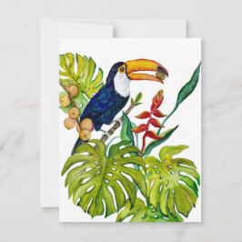 Cartão De Notas Tucano Colorido Aquarela Pássaro Tropical