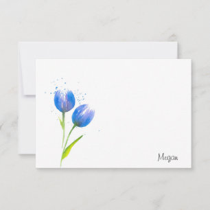Cartão De Notas Tulipas Violetas Azuis