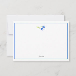 Cartão De Notas Tulipas Violetas Azuis