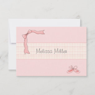 Cartão De Notas Tutu Rosa Personalizado Obrigado / Notecard