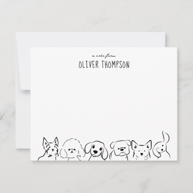 Cartão De Notas Um Bilhete De Cachorro Fofo Desenho Animal Nota Ca (Frente)