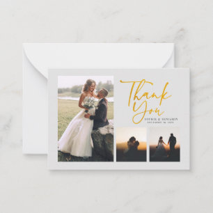 Cartão De Notas Um Casamento Simples E Dourado Com Letra De Mão O