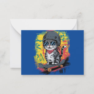 Cartão De Notas Um design único e divertido com um na moda-gato qu