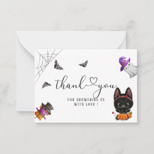 Cartão De Notas Um Pequeno Boo Halloween Gato Preto