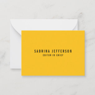 Cartão De Notas Único Elegante Simples Amarelo Mínimo Laranja Simp