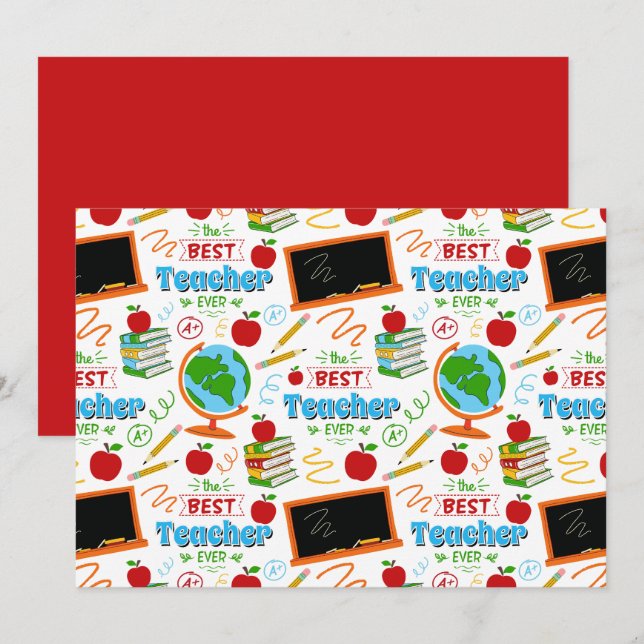 Cartão De Notas Unique Best Teacher Note Card (Frente/Verso)