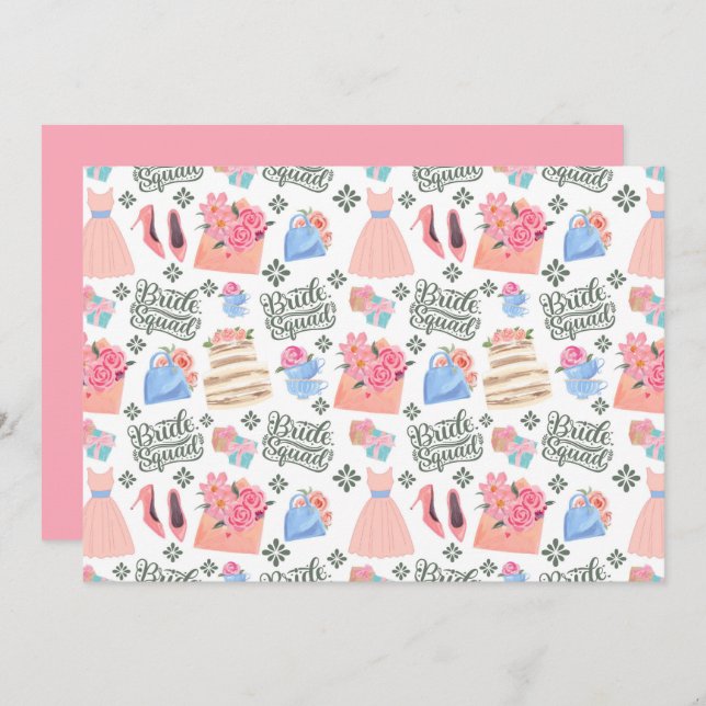 Cartão De Notas Unique Bride Squad Wedding Note Card (Frente/Verso)