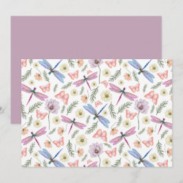 Cartão De Notas Unique Dragonflies & Butterflies Note Card