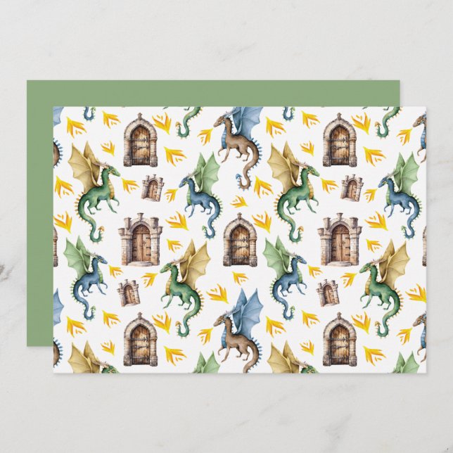 Cartão De Notas Unique Fire Dragons Note Card (Frente/Verso)