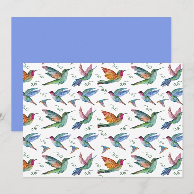 Cartão De Notas Unique Hummingbird Note Card (Frente/Verso)