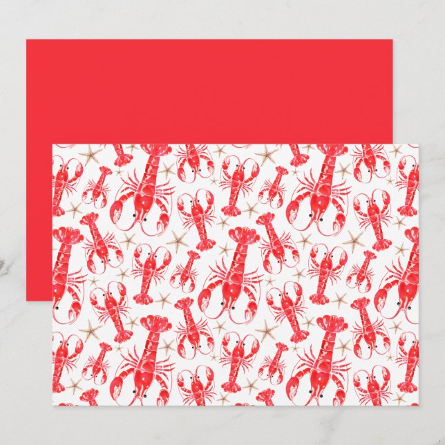 Cartão De Notas Unique Lobsters Note Card (Frente/Verso)