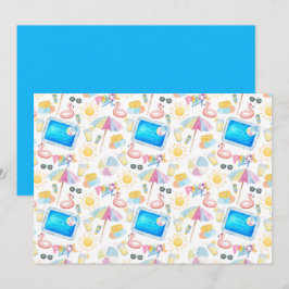 Cartão De Notas Unique Pool Party Note Card in White