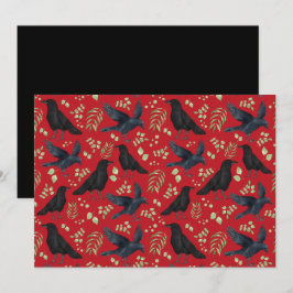 Cartão De Notas Unique Ravens Note Card in Red