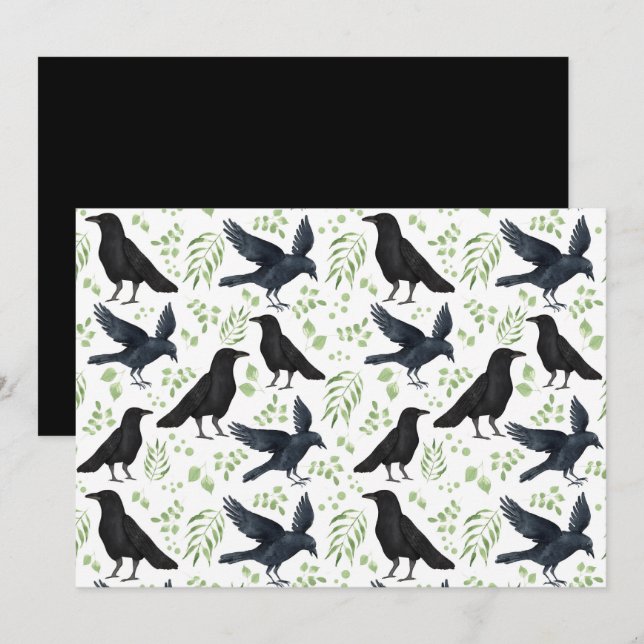 Cartão De Notas Unique Ravens Note Card in White (Frente/Verso)
