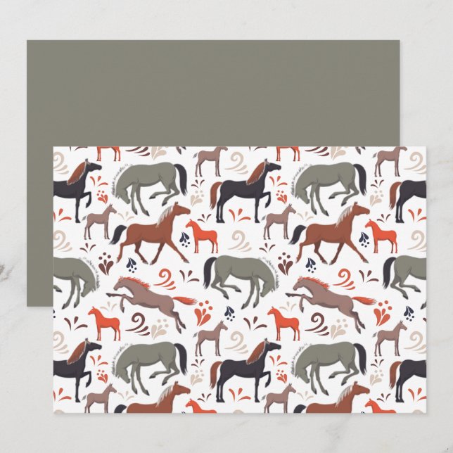 Cartão De Notas Unique Wild Horses Note Card (Frente/Verso)