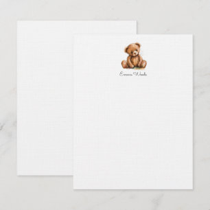 Cartão De Notas Urso de Cintura de Aquarela Personalizado