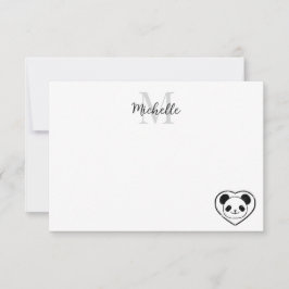 Cartão De Notas Urso Panda Fofo Desenho Animado Monograma Personal
