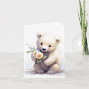 Cartão De Notas Urso Polar Com Flores