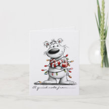 Urso Polar Preto e Branco Com Luzes Coloridas