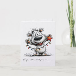 Cartão De Notas Urso Polar Preto e Branco Com Luzes Coloridas