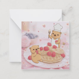 Cartão De Notas Ursos de Teddy e Waffles