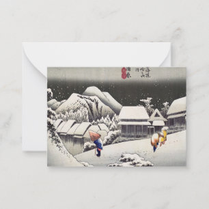 Cartão De Notas Utagawa Hiroshige - Neve Noturna em Kanbara