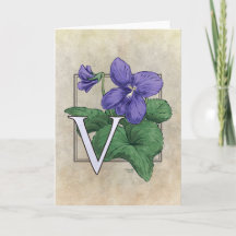 V para o monograma da flor das violetas