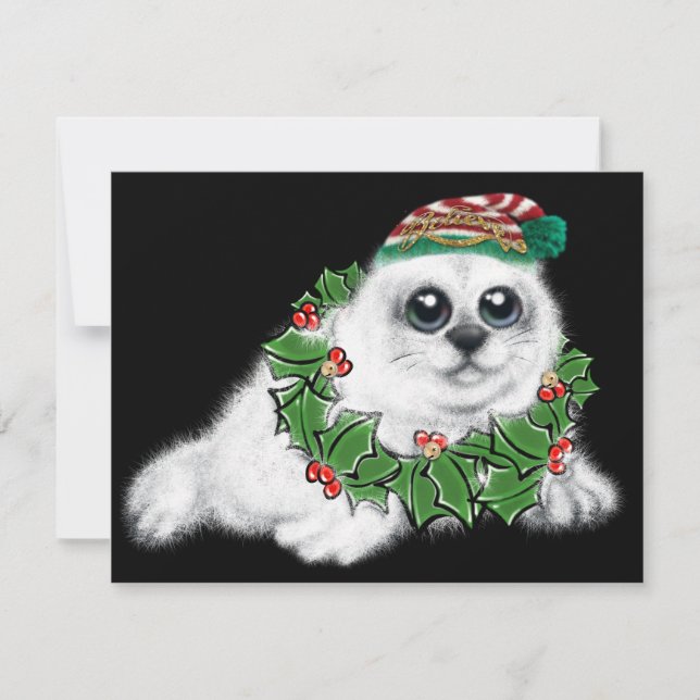 Cartão De Notas Vaca branca de Natal, animal festivo do Ártico (Frente)